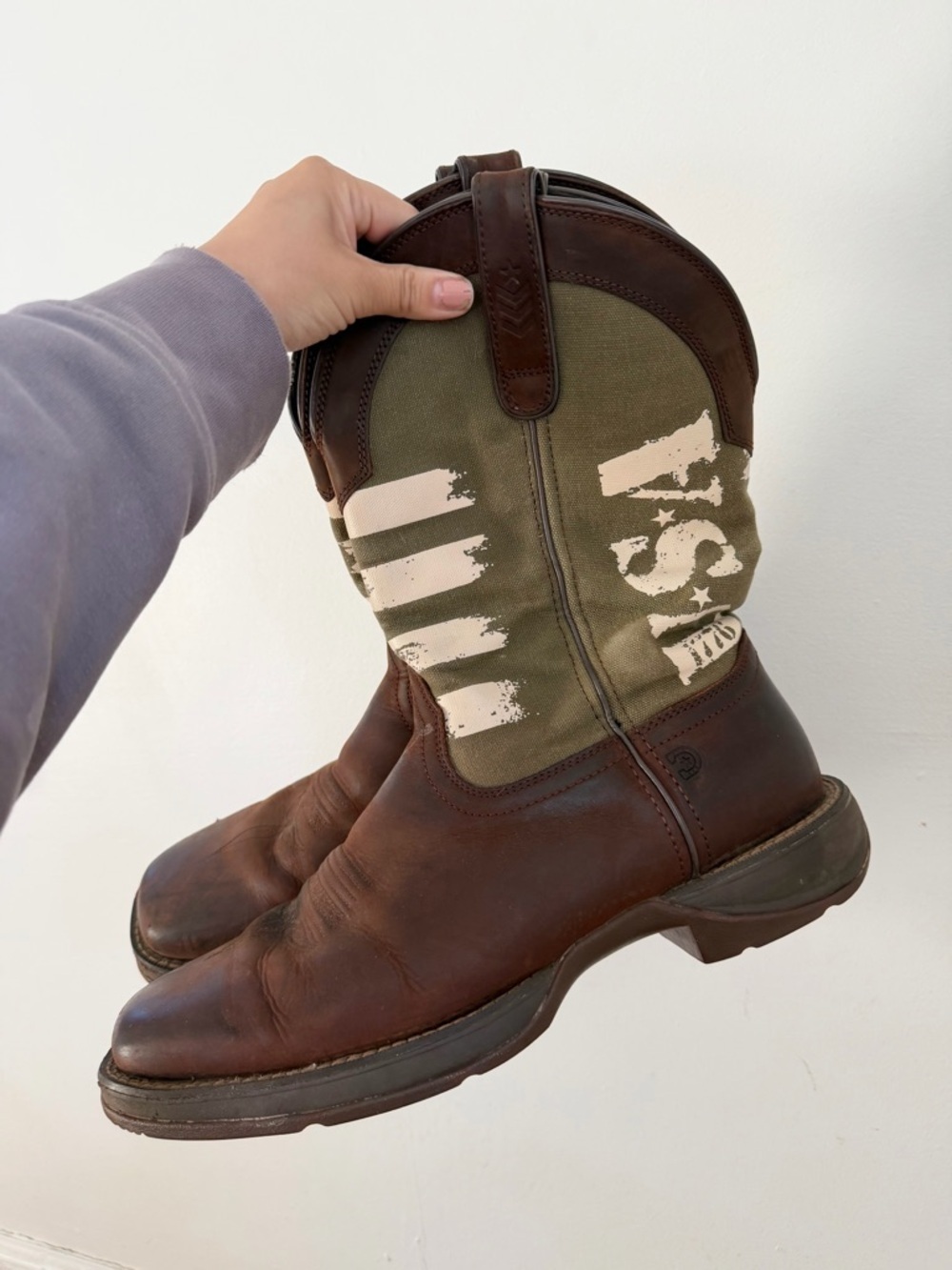 REBEL™ BY DURANGO® ARMY GREEN USA PRINT WESTERN BOOTS DDB0313 - size 12